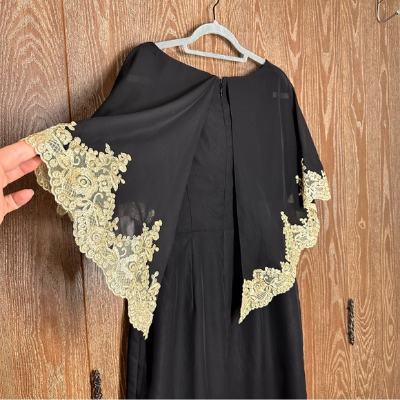 NWT JJ's House Women's Dress Sz 8 Gold and Black Bodycon Scoop Knee-Length Chiff - Picture 6 of 12